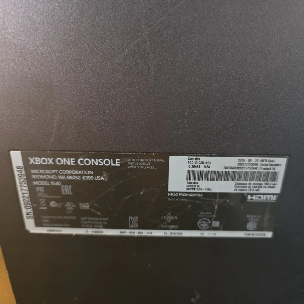 Xbox One 500gbs Model 1540 No Controller